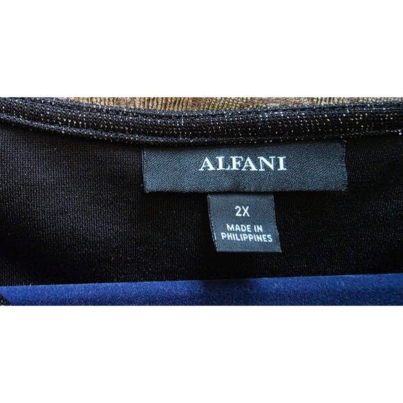 Alfani Plus 2X Black Metallic Sparkle Twist Front Top – Elegant Evening Blouse - Picture 4 of 7